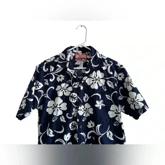 RJC Hawaiian Shirt Medium Blue White Floral - Picture 3 of 9